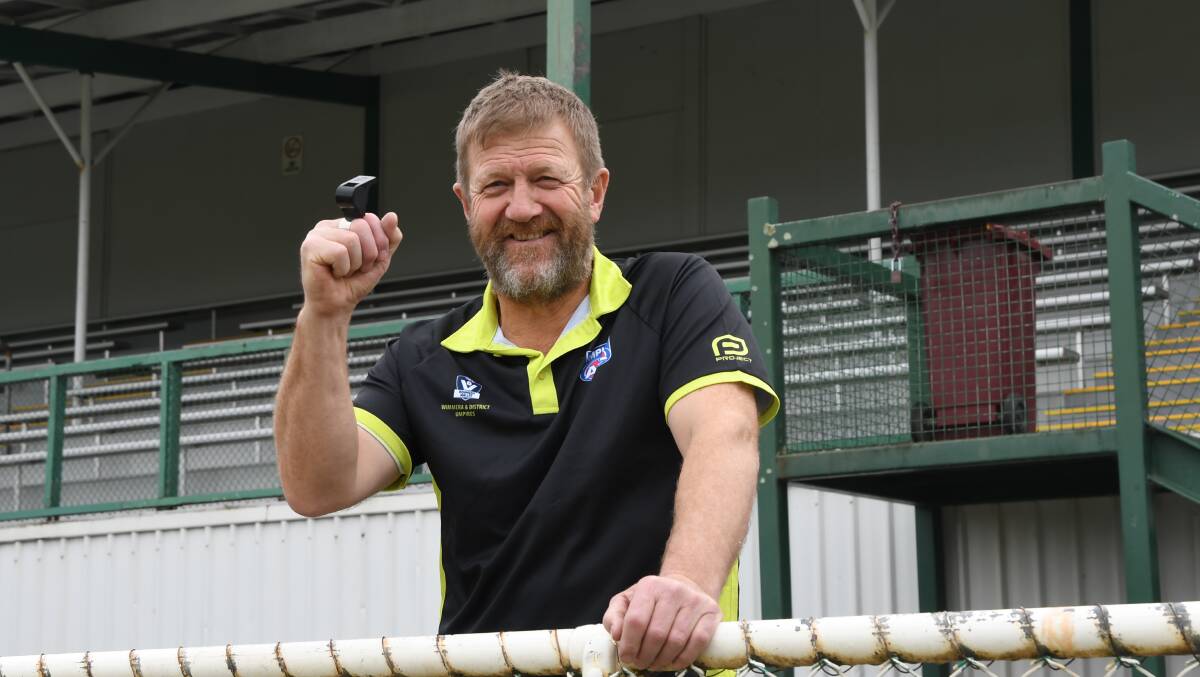 RAISING THE WHISTLE: Glen Rigby has reached a milestone not many umpires reach. Picture: ALEX BLAIN