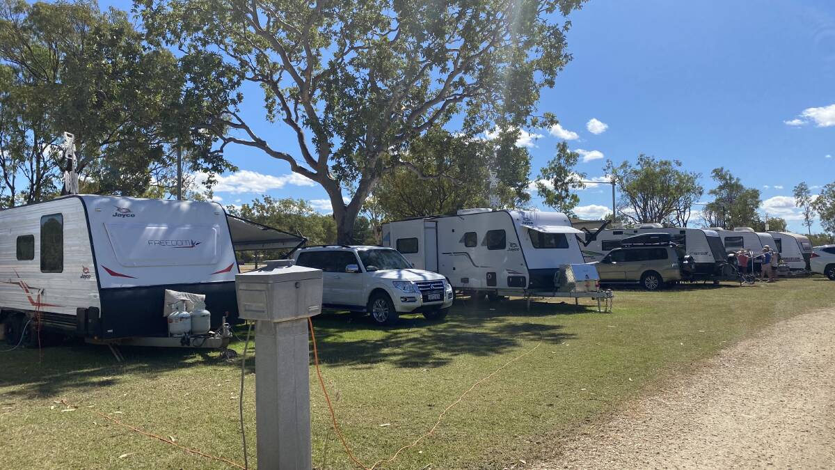 ROW UPON ROW: Campervans and caravans pack the Katherine Showgrounds, with no-where else to go. Picture: CONTRIBUTED