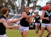 Paul Summers debuting for the Swifts in round one of the HDFNL against Kalkee. Picture by Ben Fraser
