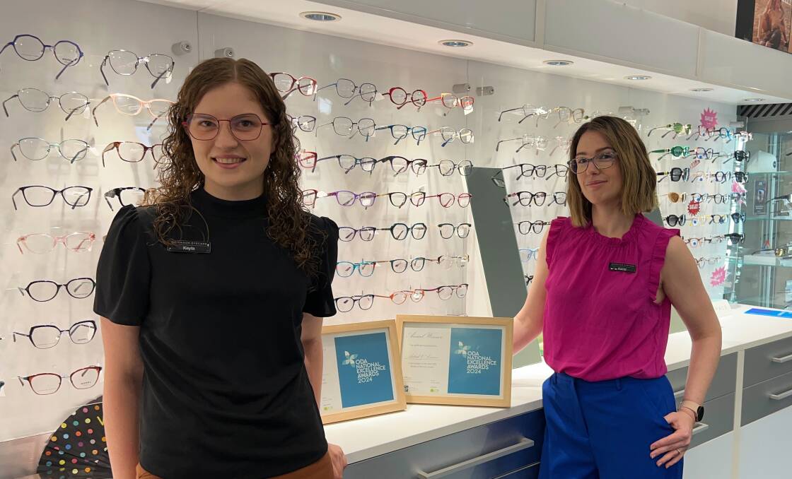 Kayla White and Astrid O'Connor were recognised for their work at Quinn and Co Eyecare in Horsham, receiving national awards from Optical Dispensers Australia. Picture by John Hall