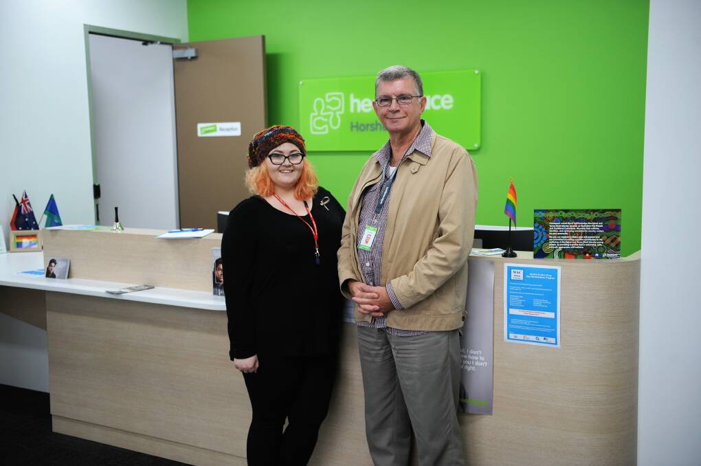 NEW ROLE: Headspace Horsham's new LGBTI youth support worker Maddi Ostapiw with operations and clinical manager Jason Pelcher. Picture: ERIN WITMITZ