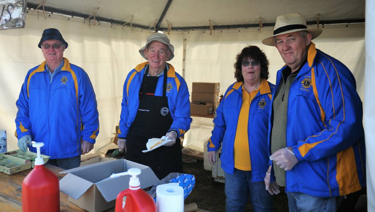 Ultima Lions Club members Wayne Pryor, Les Bull, Debbie White and Athol Ingram at the Mallee Machinery Field Days.