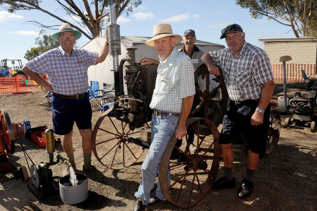 READY TO ROLL: Bob Gooding, Graham Gellatly, Geoff Starick and Ian Baker from the Dunmunkle Sumpoilers prepare for the Tractorcade in 2015. Picture: SAMANTHA CAMARRI