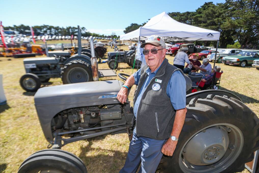 FERGIE FAN: Harry Ferguson Tractor Club member Ken Bibby, of Warracknabeal, with one of the Fergies on display at the Sungold Field Days. Picture: MORGAN HANCOCK