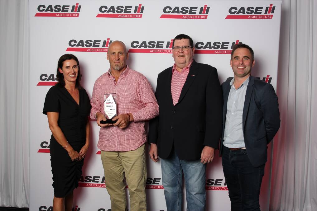 AWARD: O'Connors Farm Machinery's Lisa Day, David Hair and Gareth Webb with Case IH Australia and New Zealand brand leader Bruce Healy. Picture: CONTRIBUTED