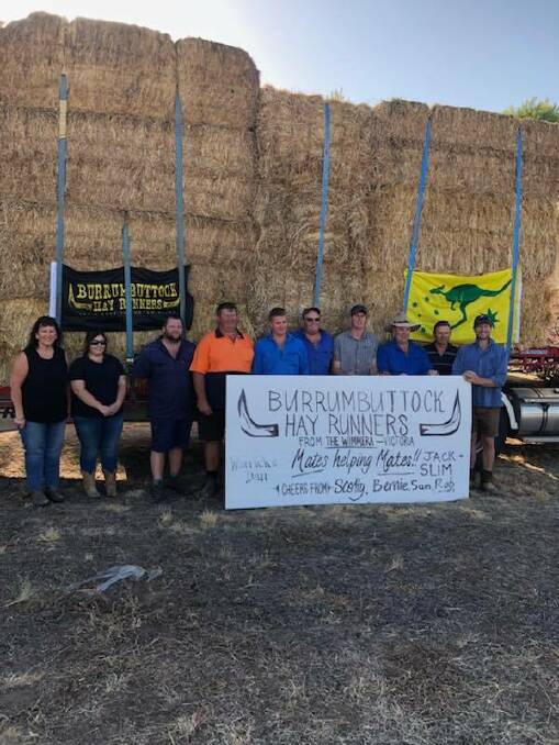 HELP: Wimmera farmers take part in the Burrumbuttock Hay Runners. They collected hay donations from throughout the region. Picture: CONTRIBUTED