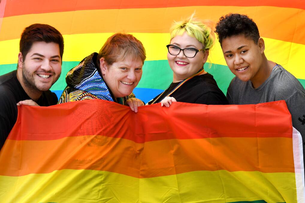 Wimmera Pride Project members and supporters Loucas Vettos, Carolyn Stow, Maddi Ostapiw and Sapphire Faith.