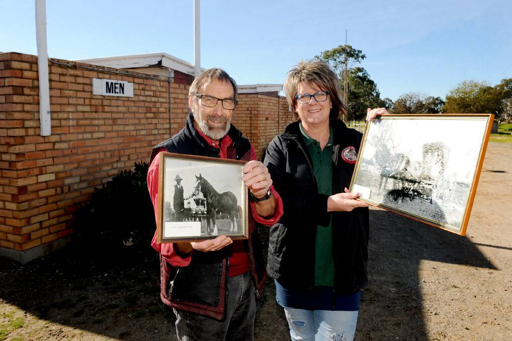 Artist Don Mitchell and Horsham Ag Society secretary Andrea Cross. The society will upgrade the toilets at the Horsham Showgrounds. Don will use old photos as reference for a mural on the outside wall. Picture: SAMANTHA CAMARRI