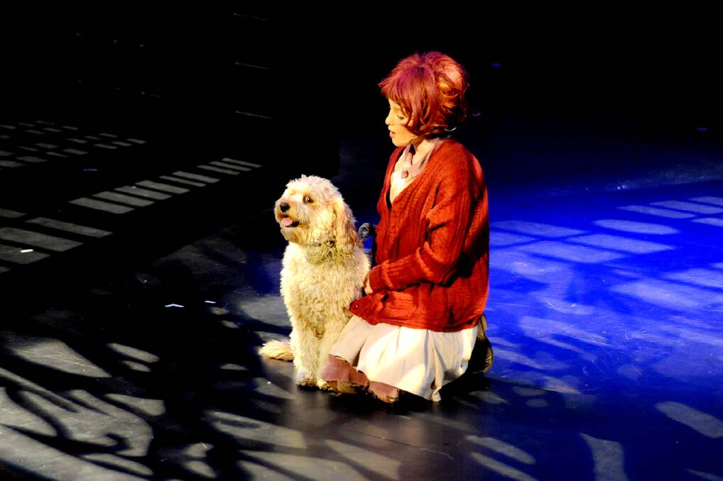Bonnie Mellor, playing Annie, with Ziggy the dog in Horsham Arts Council's production of Annie. PIcture: SAMANTHA CAMARRI