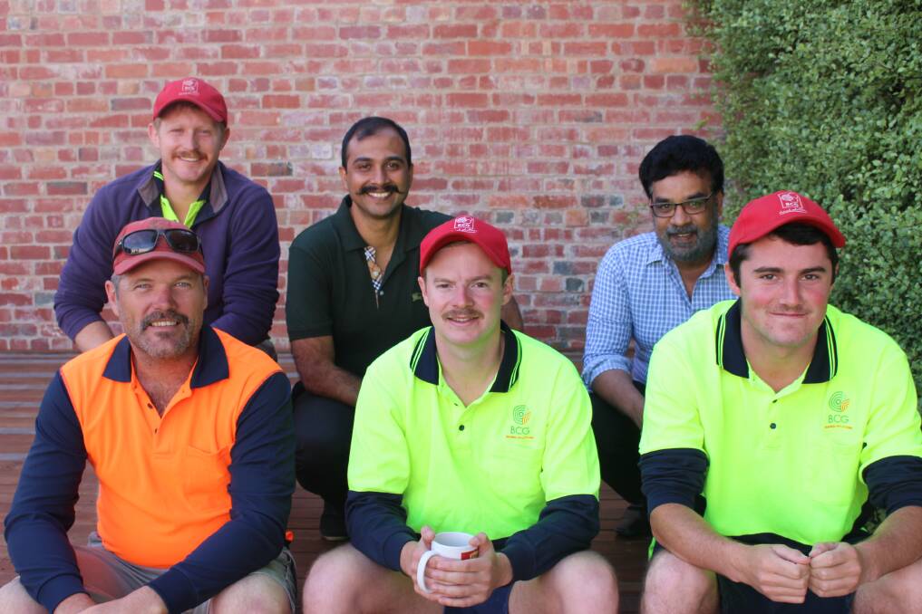 MO: Birchip Cropping Group team, back Cameron Taylor, Chengappa Chottera, Ramesha Shimoga; front Chris Cook, James Murray, Jake Gleeson. Picture: CONTRIBUTED