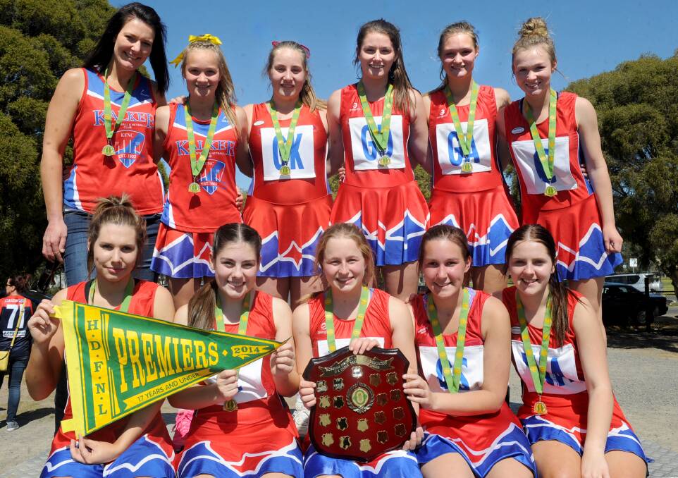 PREMIERS: The Kees' winning line-up in the 2014, 17 and under grand final. On Saturday they will again play the Bombers. Picture: SAMANTHA CAMARRI