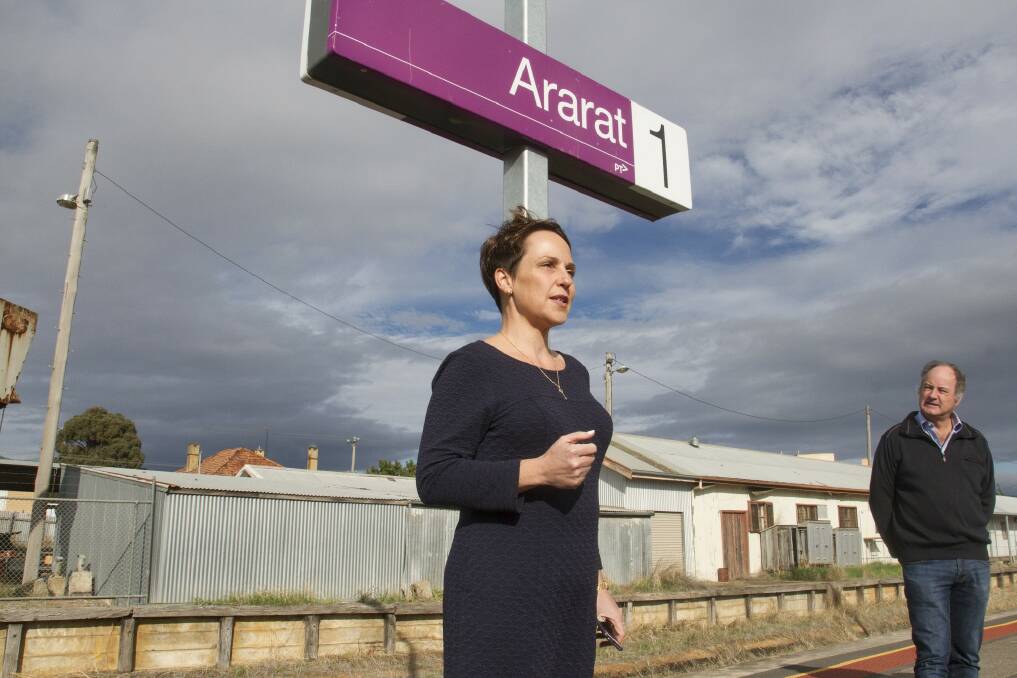 RAIL UPGRADE: Regional Development Minister Jaala Pulford in Ararat on Monday to announce train upgrades. Picture: Peter Pickering