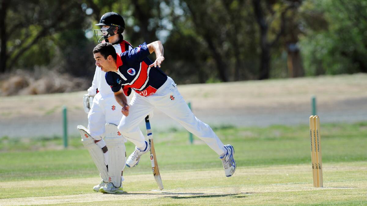 Mal Adams bowls for Laharum in Sunday's one-day semi-final. Picture: PAUL CARRACHER