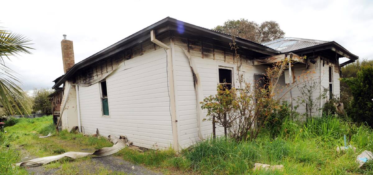 BURNT OUT: The fire damaged property at 9 Kofoed Street, Stawell. Picture: Paul Carracher