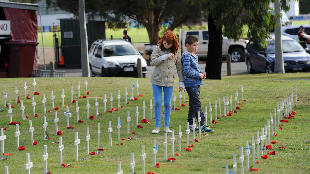 2015: Breanna and Cadel Hawken at Horsham Anzac Day service at Sawyer Park. Picture: PAUL CARRACHER