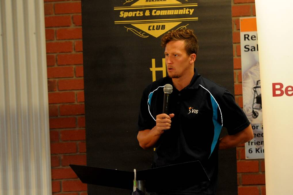 Ashley Delaney speaks at the 2015 Wimmera Sports Star of the Year awards last year.