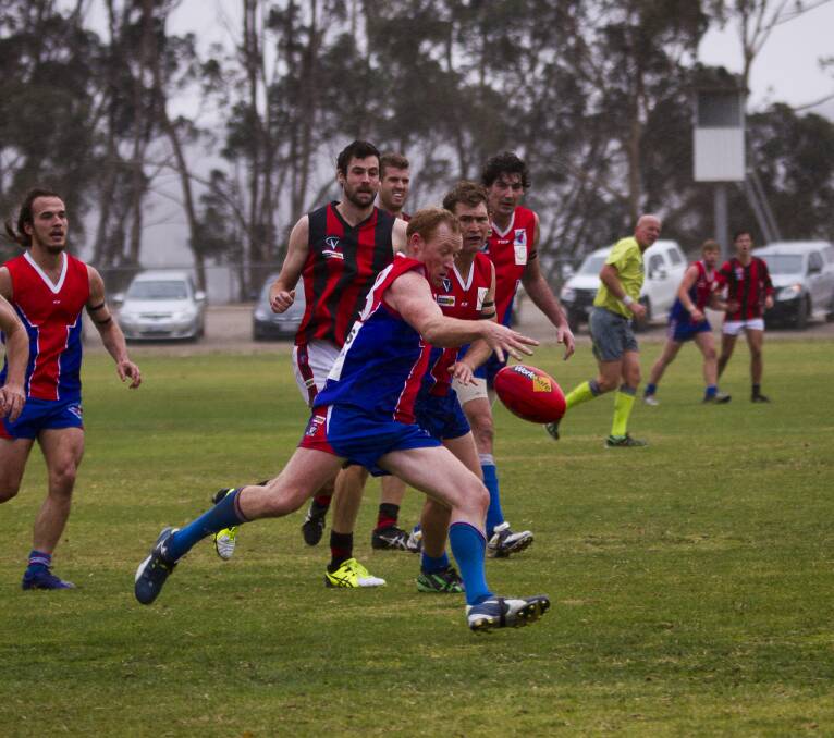 KEY PLAYER: Gav Vassallo kicked two goals during the Saints' last outing against Wedderburn. He will be a vital cog for St Arnaud when it looks to consolidate top spot on the ladder against the Redbacks on Saturday. Picture: JASON SMITH
