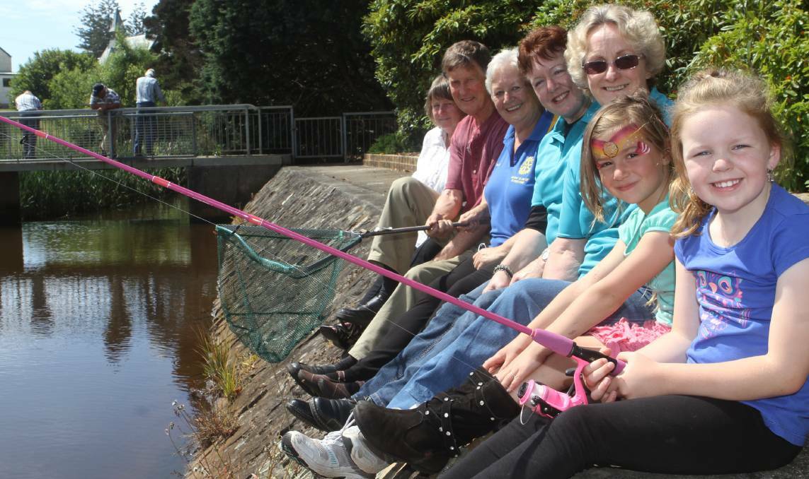 Hooked: Women and girls of all ages took part in the ladies' fishing day at Hiscutt Park at Penguin on Saturday.