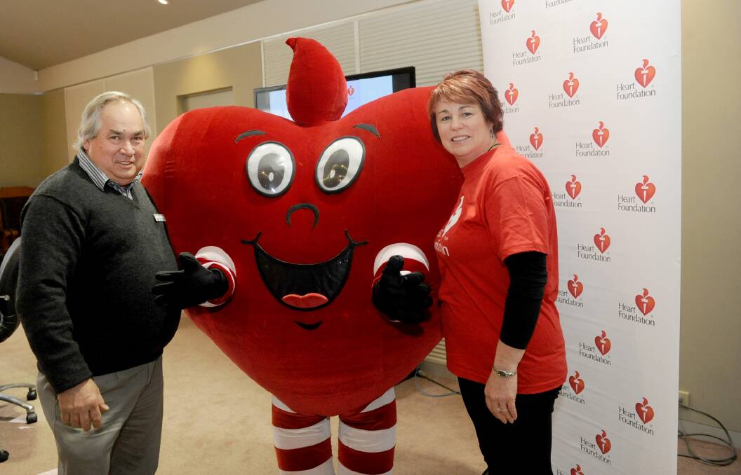 HEART SMART: Yarriambiack Mayor Andrew McLean with Heart Foundation Victoria healthy living manager Roni Beauchamp at the foundation's Yarriambiack Heart Health Fact Sheet launch on Tuesday. Picture: SAMANTHA CAMARRI
