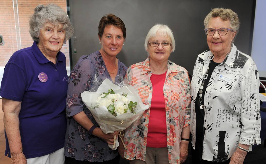 SETTLEMENT WORKER: Rene Vivian, Robyn Murphy, Merryn Eagle and Dawn Reading at Horsham East Ladies Probus meeting. Robyn spoke about migrant settlement. Picture: PAUL CARRACHER