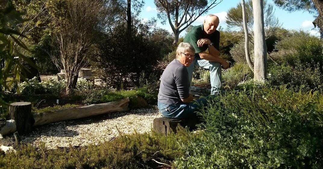 EXPERT: Graham and Maree Goods in their garden at Wail East. Graham is the co-author of the book Birds and Plants of the Little Desert. Picture: CONTRIBUTED