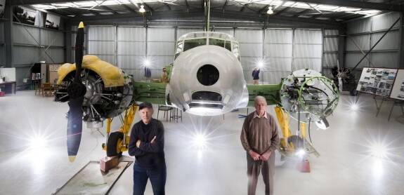 Two of the biggest drawcards at the Nhill Airshow will be local retirees L-R Max Carland and Merv Schneider who both served with RAAF on WWII bombing raids in the Pacific. Photo: Simon O'Dwyer.