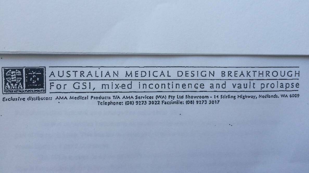 An Australian Medical Association document describing the IVS Tunneller device as an "Australian medical design breakthrough" to treat incontinence and prolapse in women.