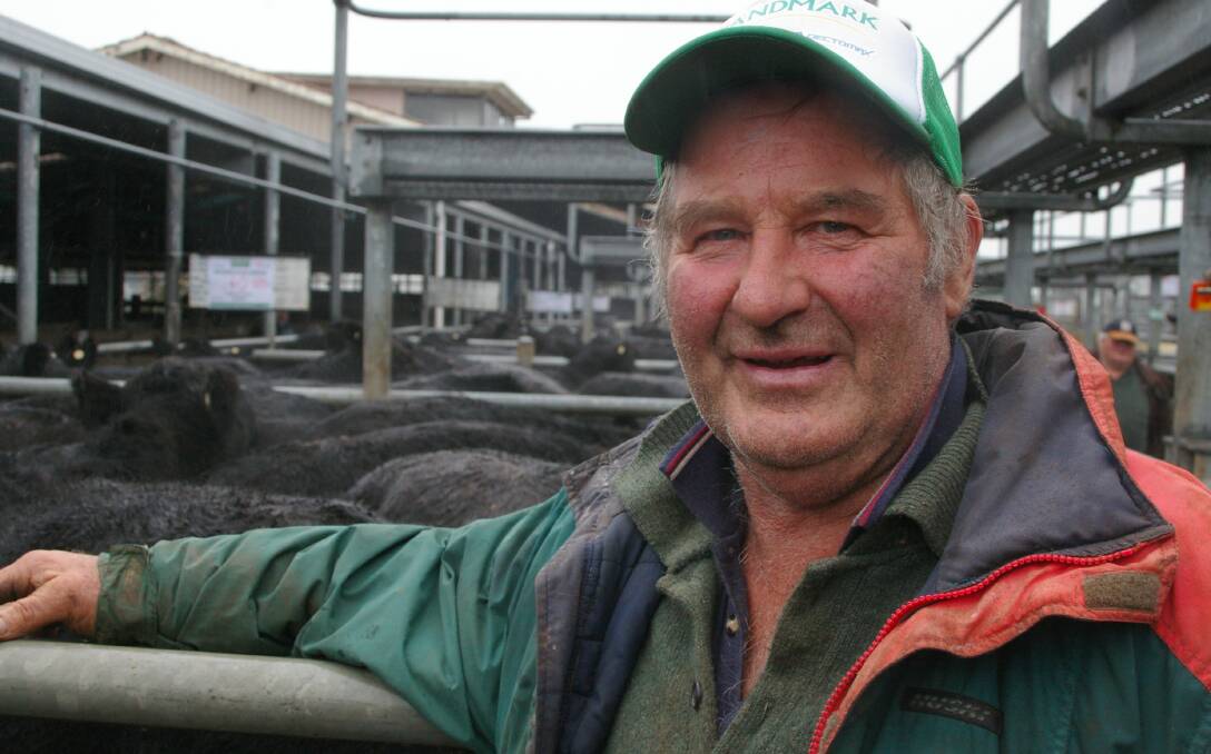 GOOD DEAL: Bill Janetzki, Deane was a happy seller of feeder steers at Ballarat clearing a pen of his Crossroads Angus steers, 456kg at $1700/head.