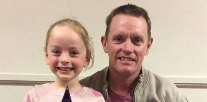 Family: Olivia Hunter, 6, and father David Hunter celebrate strong seasons in the Stawell Amateur Athletic club by picking up an award each.