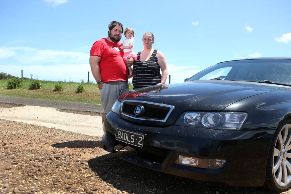 Road rage: Andrew and Annmaree Freeman, with daughter Deliliah, 11 months, fear for their lives on the region's roads. Picture: Amy Paton