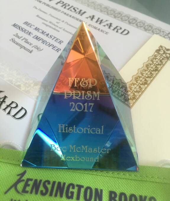 WINNER: Bec McMaster won first place in the historical fantasy section with her novel Hexbound. Pictures: Facebook