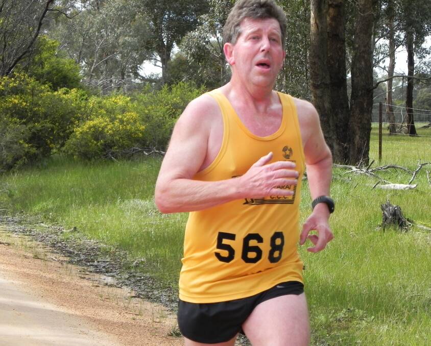 ON COURSE: Peter Gibson displays guts and determination during the Stawell and Ararat Cross Country Club's president's handicap event on Sunday. He went on to win the event.