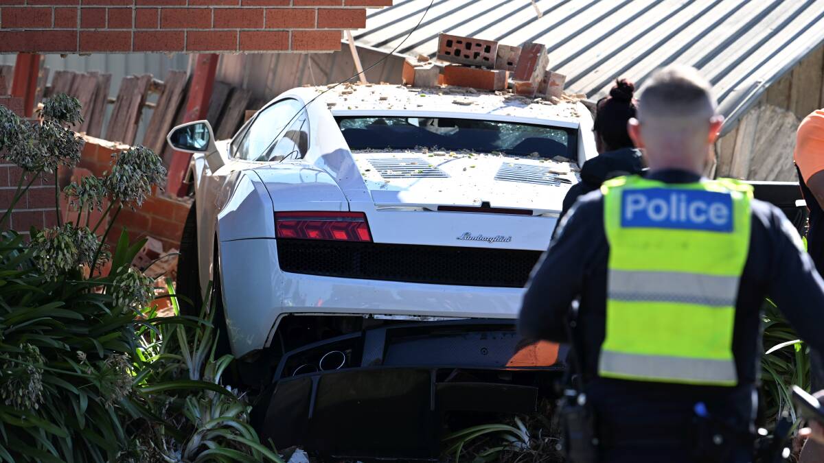 The crashed Lamborghini. Picture by Lachlan Bence