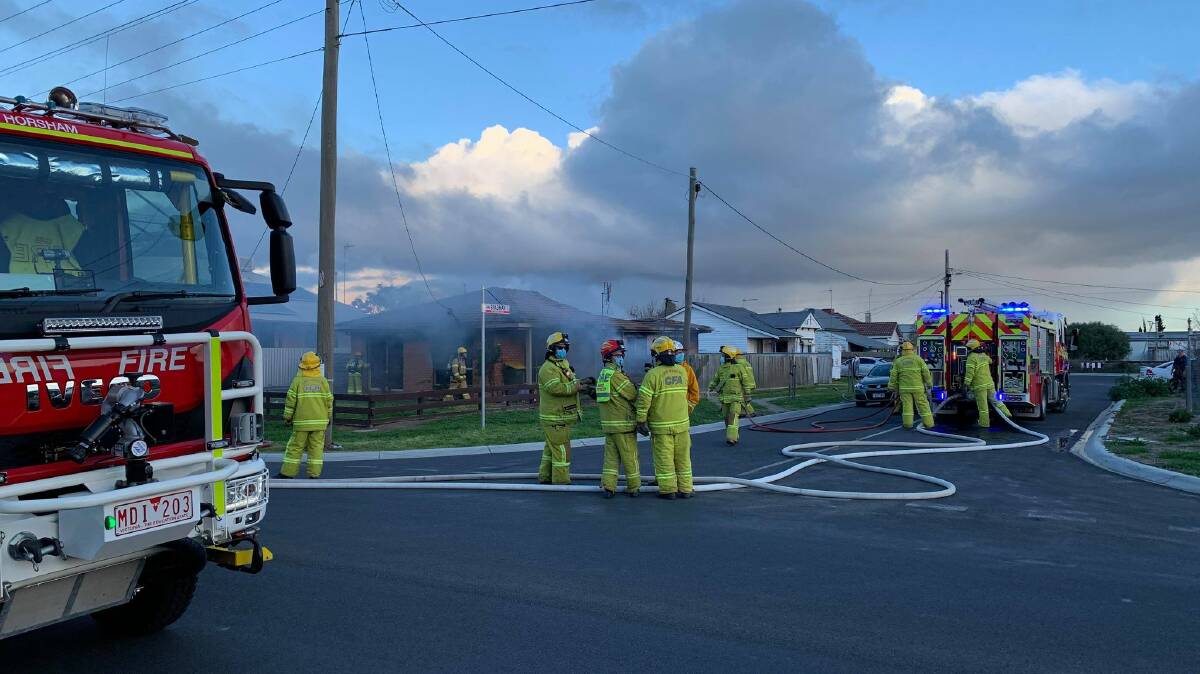 BRAVE: Crews fought valiantly to save a house on fire on Bradman Street, Horsham, on MOnday, August 23. Picture: ALISON FOLETTA