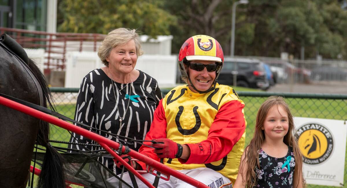 WINNERS: The Drury family are all smiles after the impressive win of Sweet American on March 14. The Mt Gambier team returns to Horsham on Monday. Picture: Bianca Brehaut, Horsham HRC