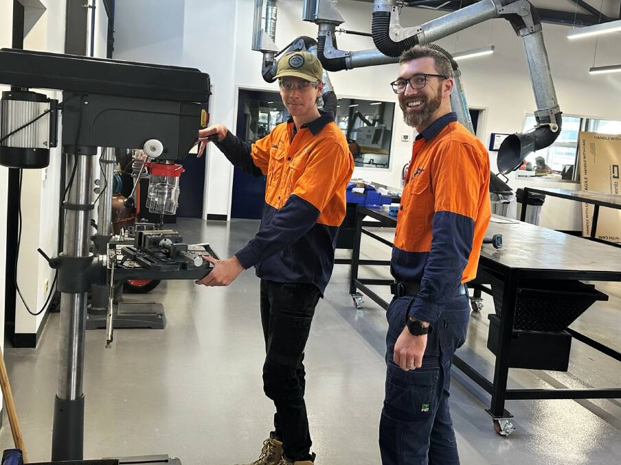 Federation TAFE student Matt Ellis, pictured with Lachie Trigg, is one of the many students set to benefit from a $,36 million funding boost from the state government. Picture supplied