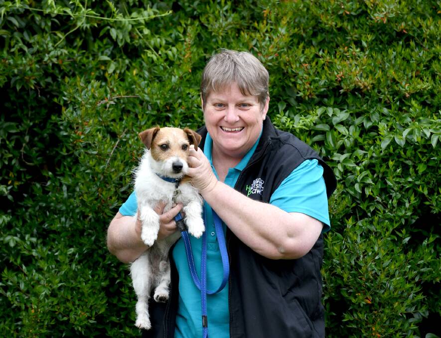 ANIMAL LOVER: Horsham's Carolyn Stow with her best friend Olly who she found and adopted while caring for him in the Horsham PAWS foster care program. Picture: SAMANTHA CAMARRI