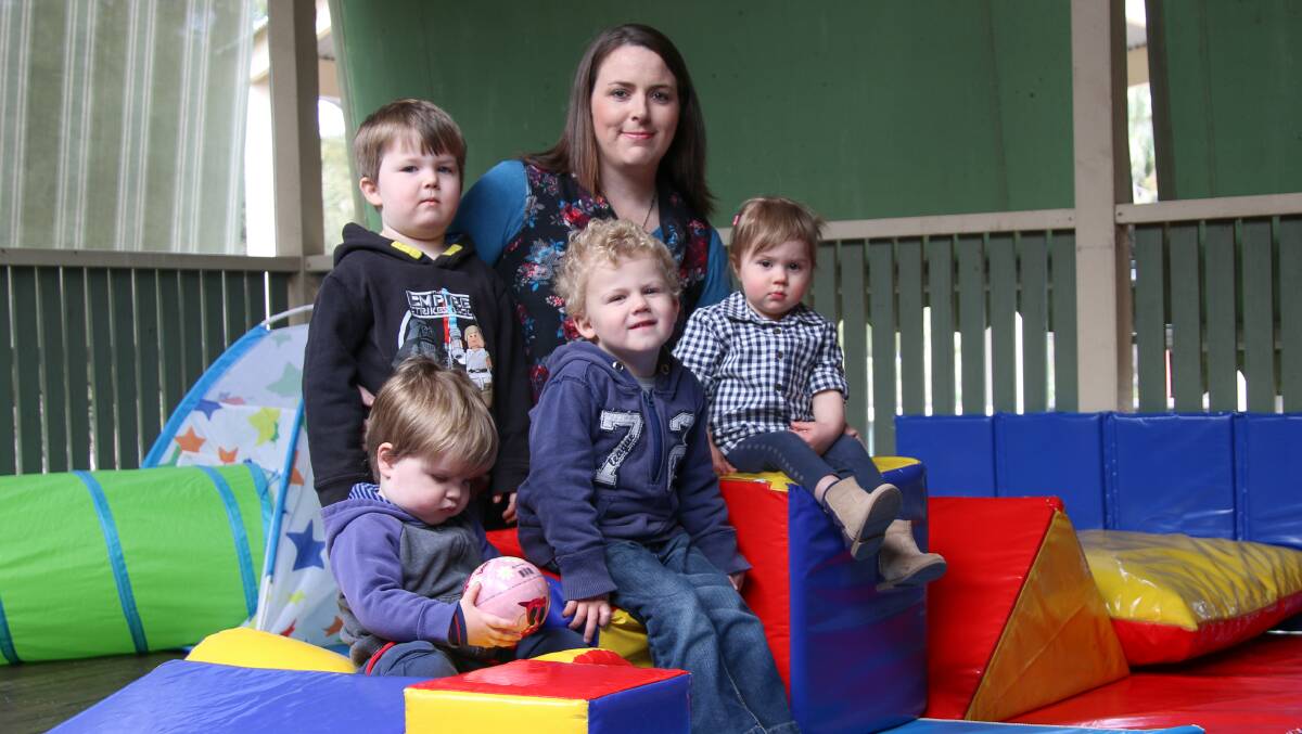 REWARDED: Family Day Care Educator and regional award winner Collette Okely with children in her care at Okely Dokely Family Day Care in Murtoa. Picture: CONTRIBUTED