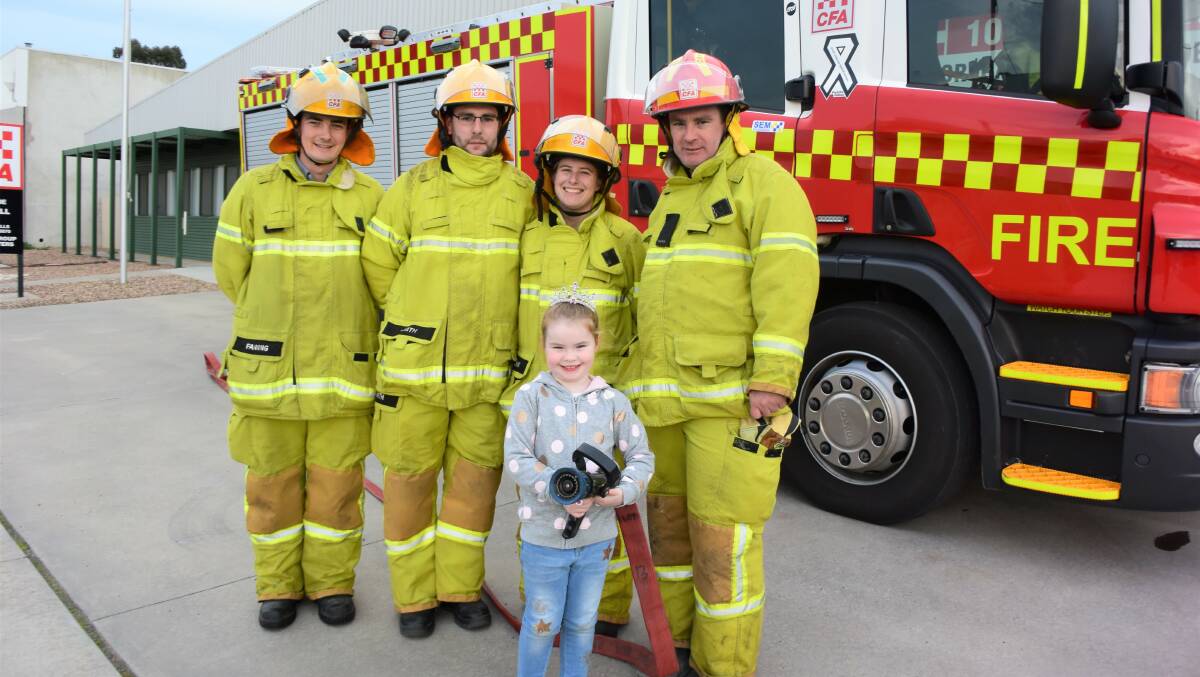FIREFIGHTERS: Horsham CFA brigade members Joshua Fanning, Jai Smith, Rachelle Smith, John St Clair and Bella St Clair at Horsham Fire Station. Picture: DAINA OLIVER