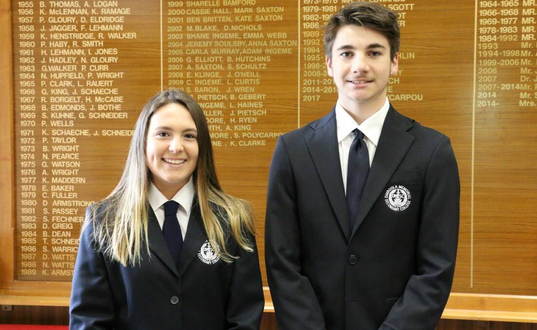 LEADERS: Dimboola Memorial Secondary College students Danni Haebich and Tristan Rayes take on the school captain role. Picture: Simon King