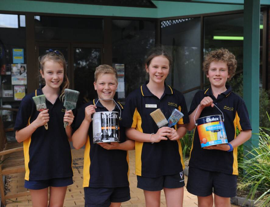FUNDING: Students Jarrah Davidson, Ben Dunn, Darcie Landrigan and Logan Casey are excited for the school's upgrade. Picture: DAINA OLIVER
