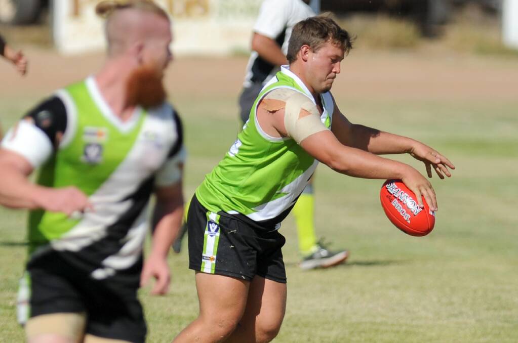 IMPORTANT: Ben Marra was among the best players for Jeparit-Rainbow when the visitors defeated Edenhope-Apsley on Saturday. Picture: OLIVIA PAGE