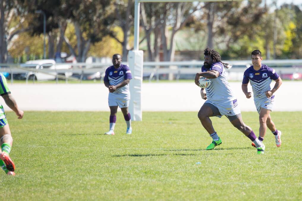 FREIGHT TRAIN: Tabertia Mooka running with the ball, about to take on Warrnambool in round two of the competition. Picture: SARAH VOISEY