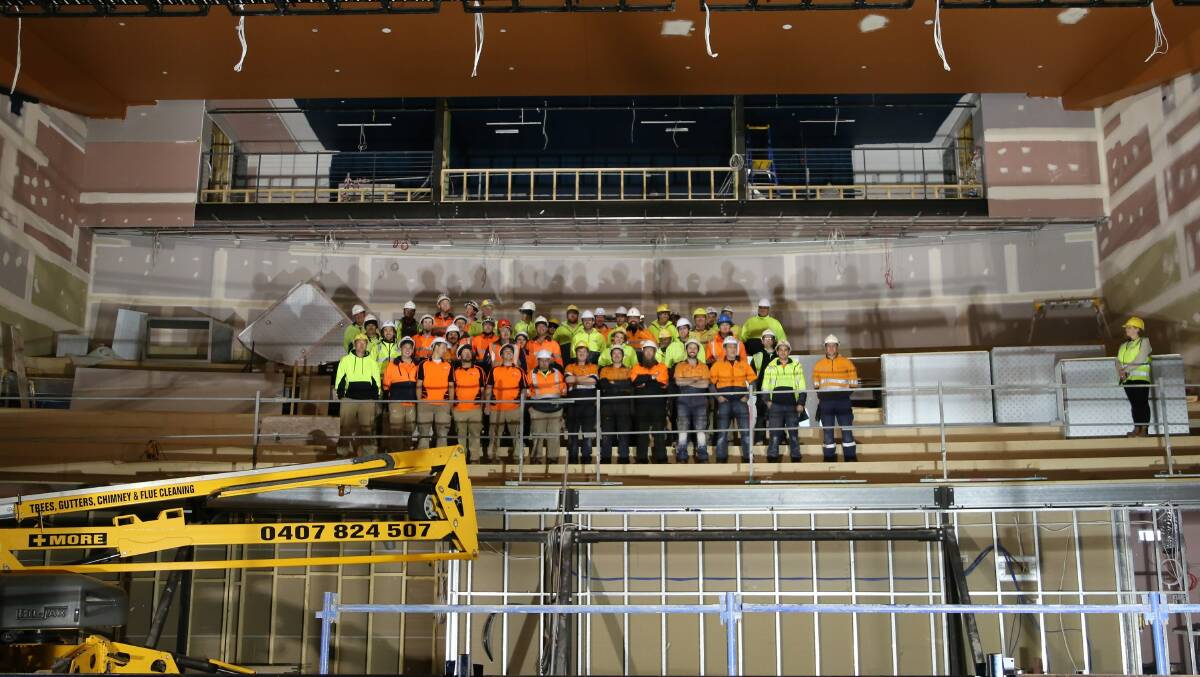Tradesmen during construction of the new hall theatre in 2015. Picture: JOHN MARTIN