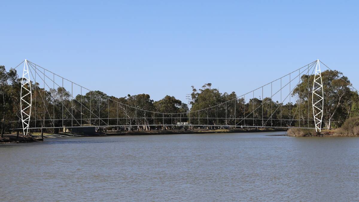 MOCK-UP: An artist impression of what the Wimmera River pedestrian bridge will look like when it is complete. Picture: CONTRIBUTED