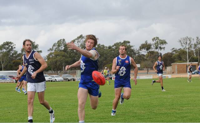 Donald's Jackson Hogan tries to paddle the ball to his advantage during a match against Charlton in 2015. Picture: BULOKE TIMES