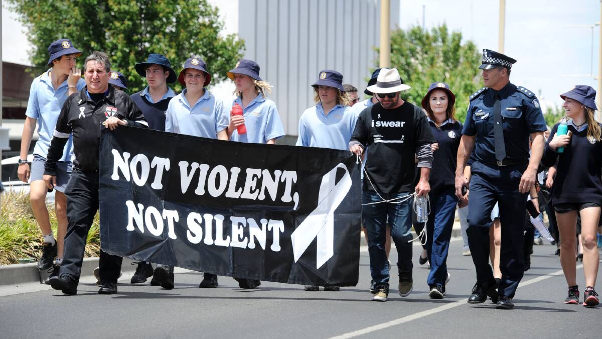 Wimmera people take part in the White Ribbon walk in Horsham last year. 