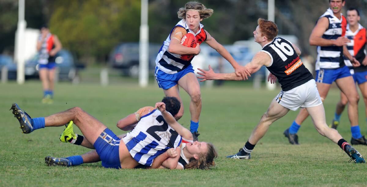 STANDOUT: Harrow-Balmoral's James Cleaver - pictured playing against Edenhope-Apsley in June - had plenty of the ball against Rupanyup. Picture: SAMANTHA CAMARRI