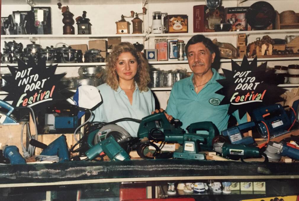 FAMILY AFFAIR: Rosa and Gino Chiodo in the family's hardware store in Port Kembla. Picture courtesy Gino Chiodo. STORY: BEN LANGFORD