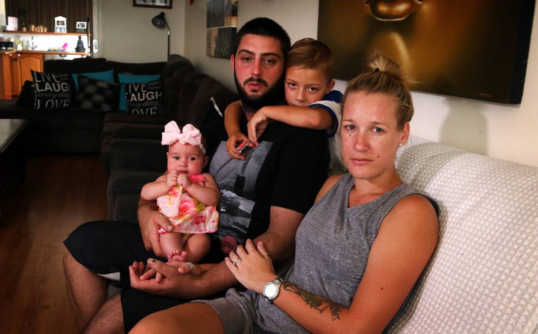 Last resort: Chris Weber - with Taisha Thompson and their children Braydon, 6, and Savannah, four months - hopes a controversial treatment will cure his Lyme disease. Picture: Sylvia Liber